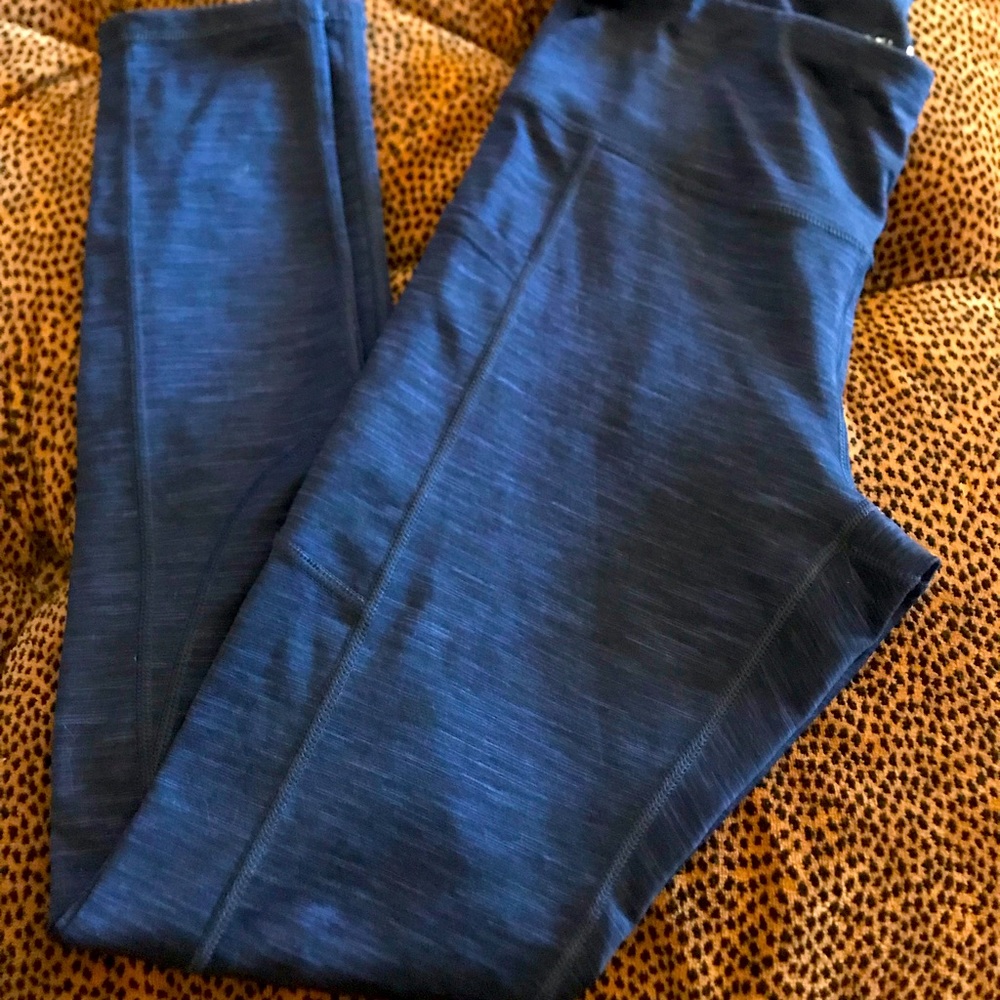 Hofi Blue & Black Marled Leggings Sz M